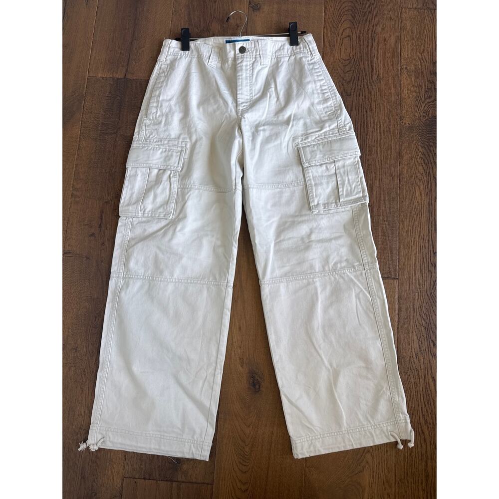 Old Navy Reissue 90's Y2K Khaki Cream Wide Leg Cargo Pants Women's Size 2